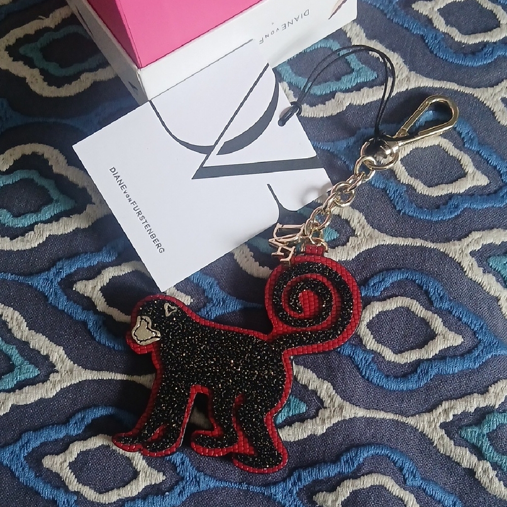 Diane Von Furstenberg Black and Red Monkey Key Holder